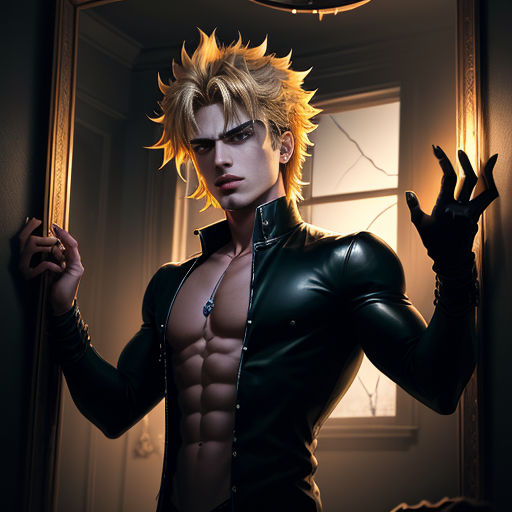 Lexica - Human man blond vampire inspired by Dio Brando from jojo