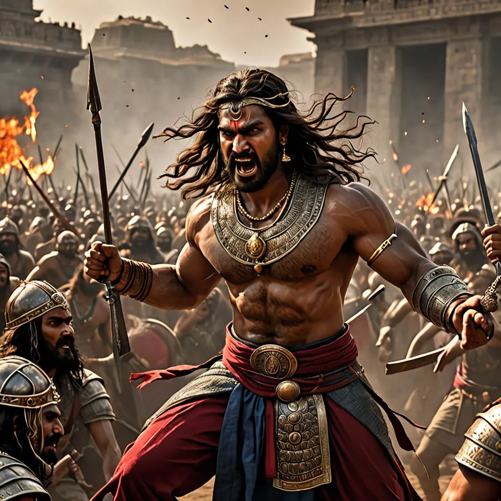a man with a beard and a beardcut standing in front of a crowd of men with swords and armor, samikshavad, a detailed matte painting, Altoon Sultan, weta digital