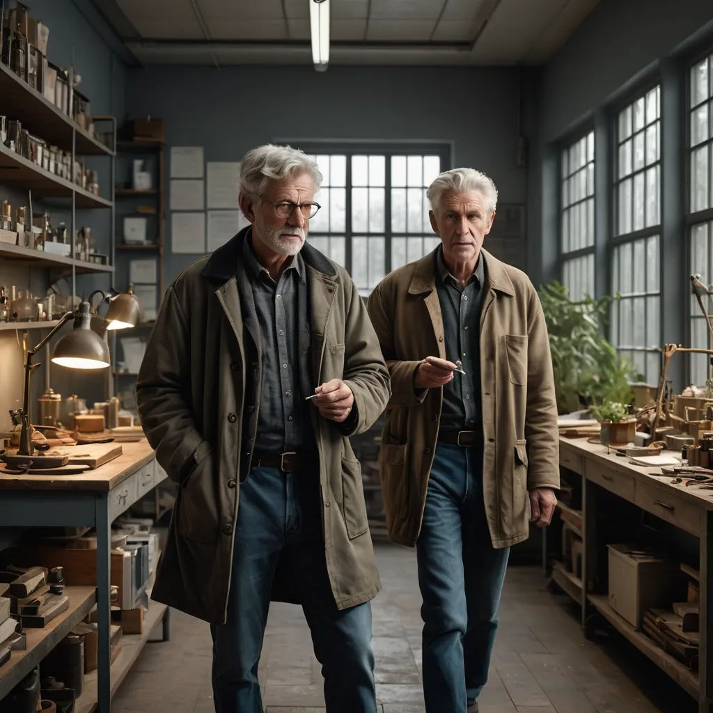 two men in a room with shelves of pottery and a lamp on the wall and a window behind them, arbeitsrat für kunst, a flemish Baroque, Andries Both, anamorphic