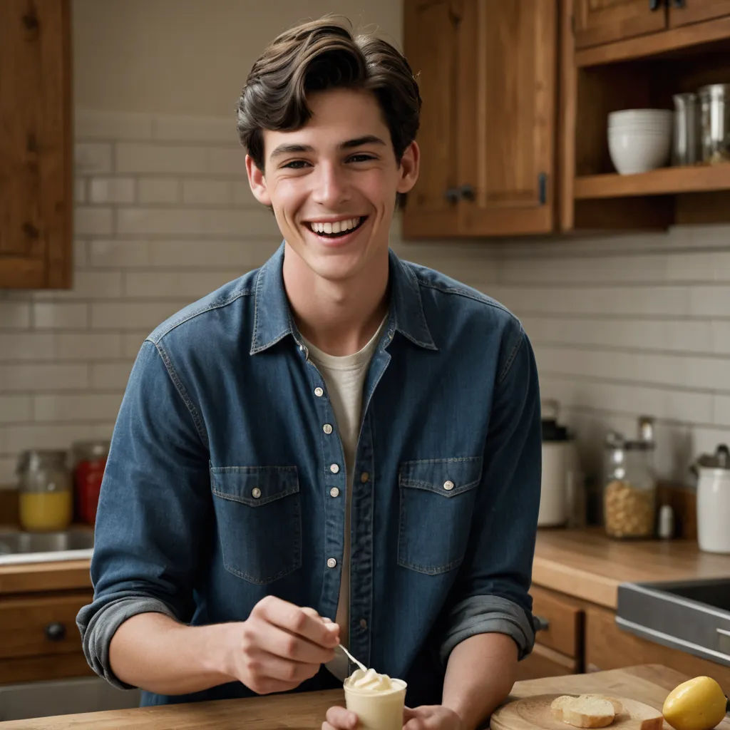 a man is smiling while he is cutting up food on a cutting board in the kitchen with a knife, american barbizon school, a stock photo, Adam Paquette, kai carpenter