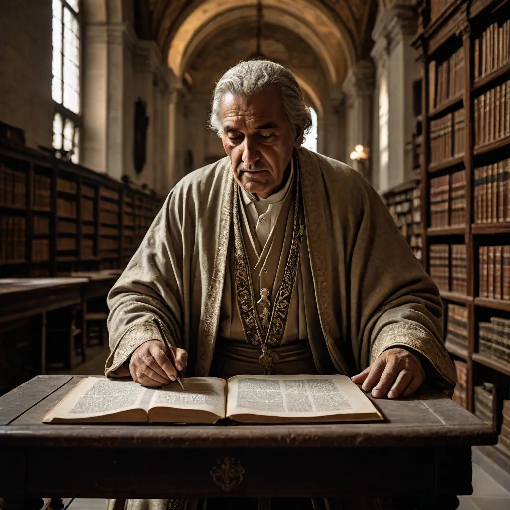 a man sitting at a table in a library with a book open and a book in front of him, a character portrait, Arthur Sarkissian, academic art, cinematic photography