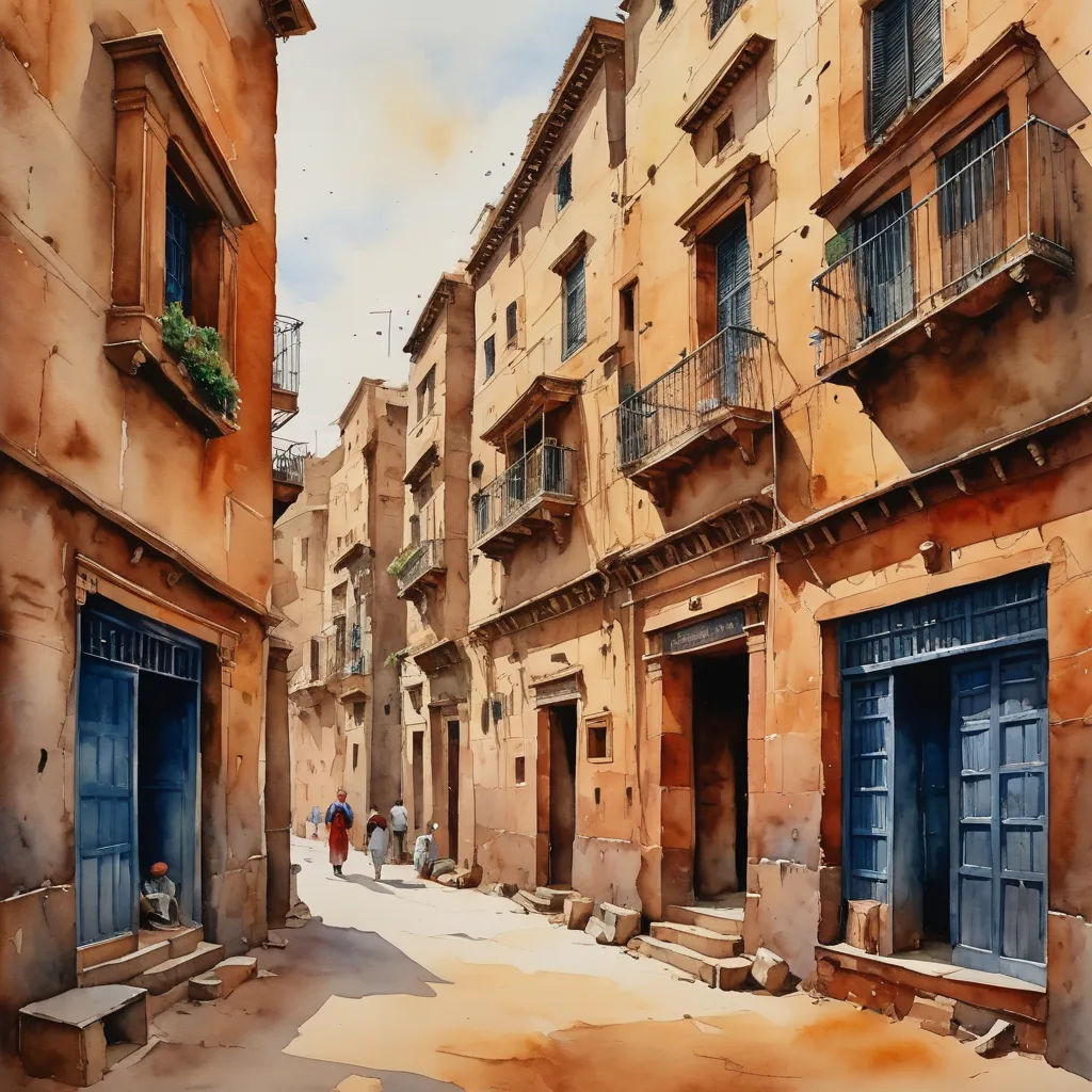 a painting of a street with people walking down it and buildings on either side of the street and a few people walking down the street, modern european ink painting, a watercolor painting, David Garner, stanley artgermm