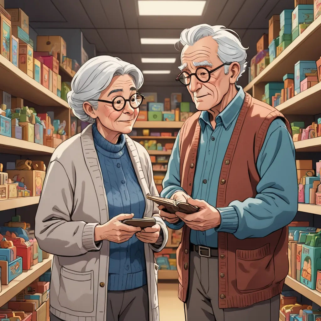 a man and woman standing in a store looking at a tablet computer screen with a grocery section in the background, photorealism, a stock photo, Chris LaBrooy, game art