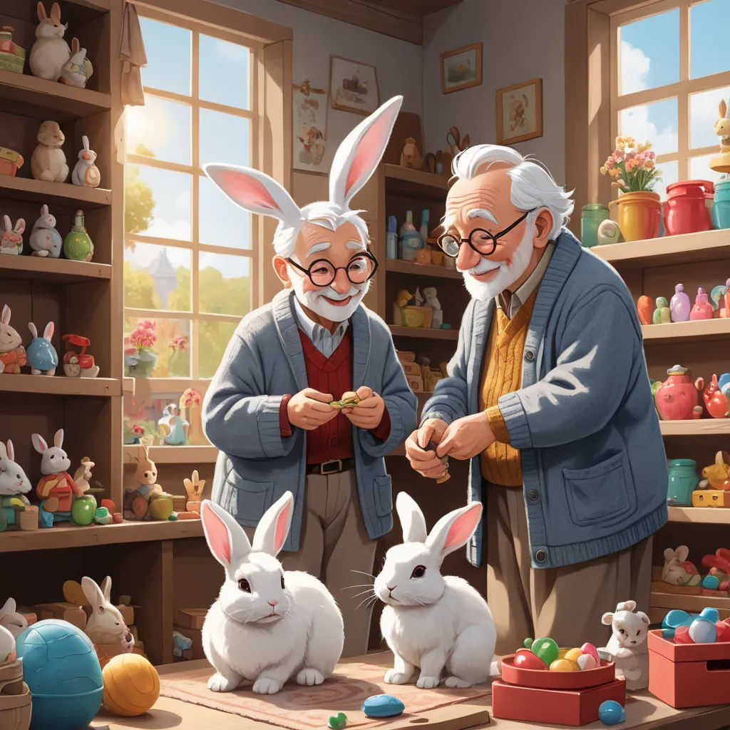 a couple of people standing in front of a table with some rabbits on it and a man holding a carrot, furry art, a storybook illustration, Brothers Hildebrandt, official art