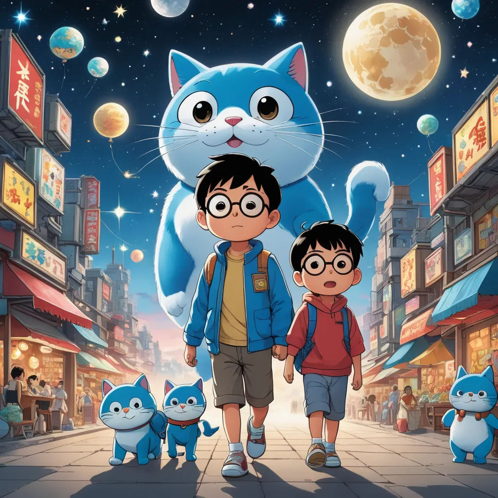 a man and a boy walking down a street with a cat on his back and a cat on his shoulder, furry art, poster art, Diego Gisbert Llorens, promotional image
