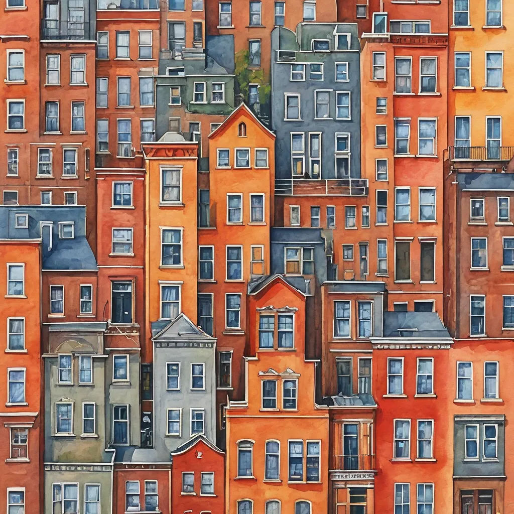 a painting of a city with many windows and a clock tower on top of it's side tower, american scene painting, a detailed painting, Carol Sutton, detailed painting