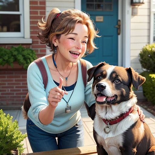 a woman sitting on a bench next to a dog and giving the thumbs up sign to the camera man