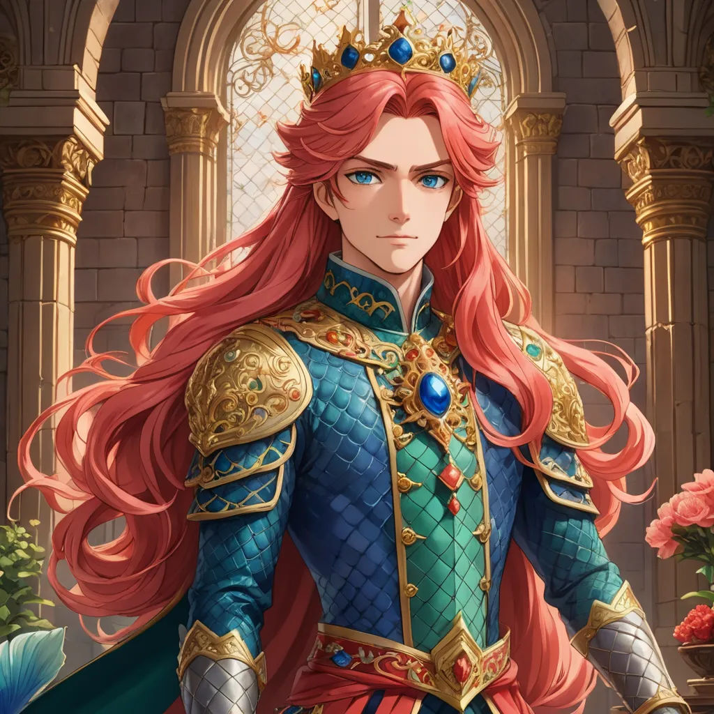a woman with long red hair wearing a blue dress and a crown with a rose in her hand and a rose in her other hand, sots art, a character portrait, Amadeo de Souza Cardoso, official art