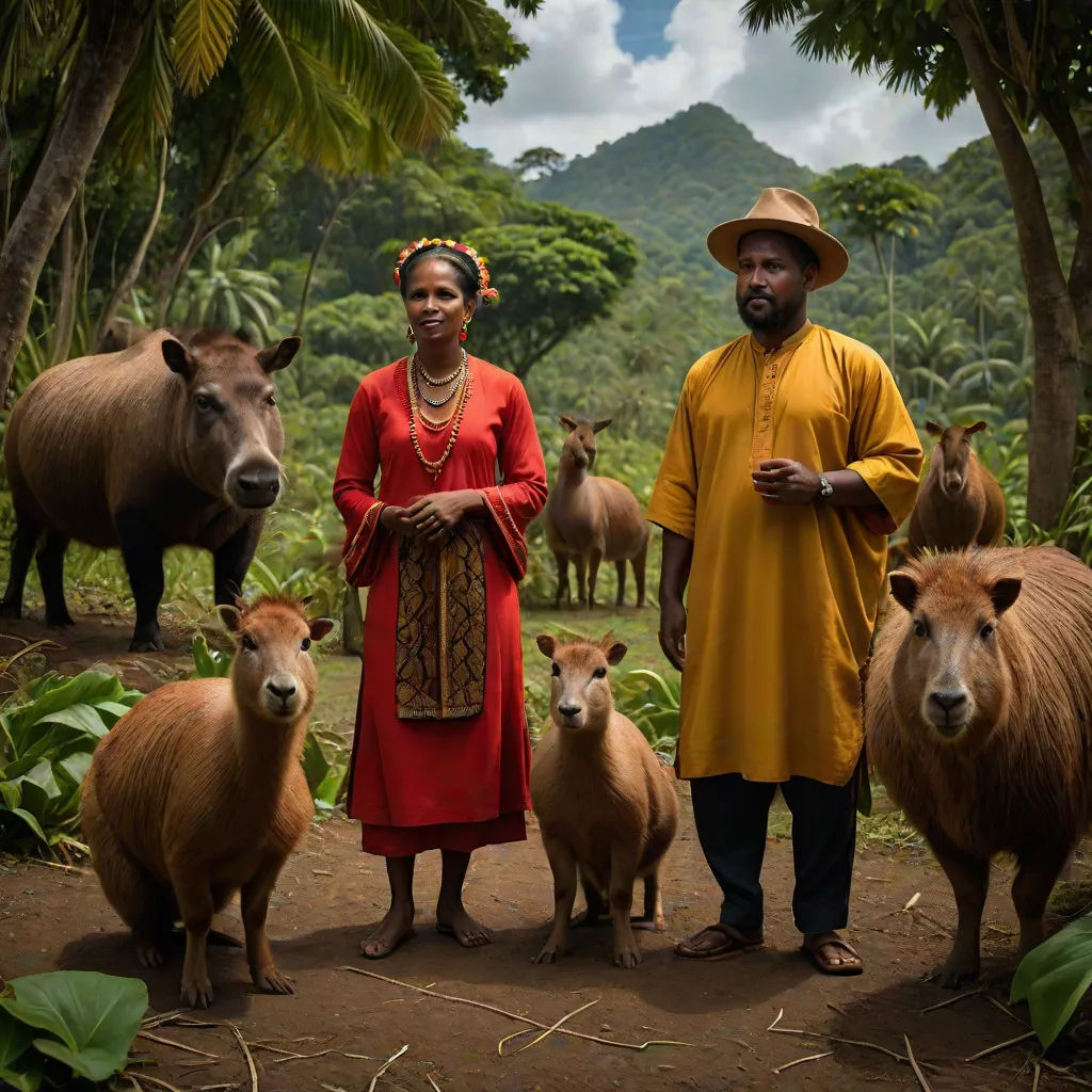 The Trinidadian locals were surprised to see capybaras in their land. They were curious about these large rodents they had never seen before.