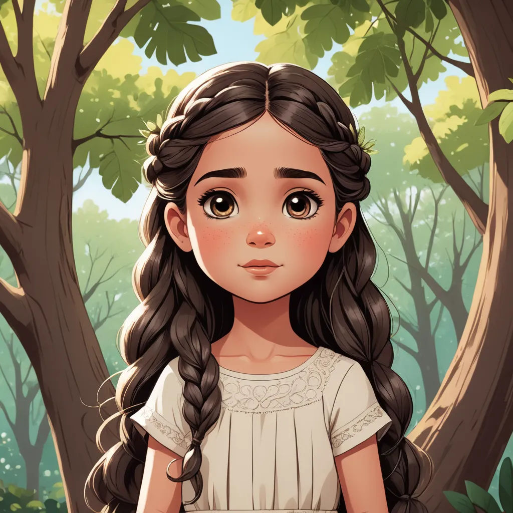 a girl with long hair standing in front of a tree with a braid in her hair and a white dress, fantasy art, a character portrait, Clarice Beckett, deviantart artstation