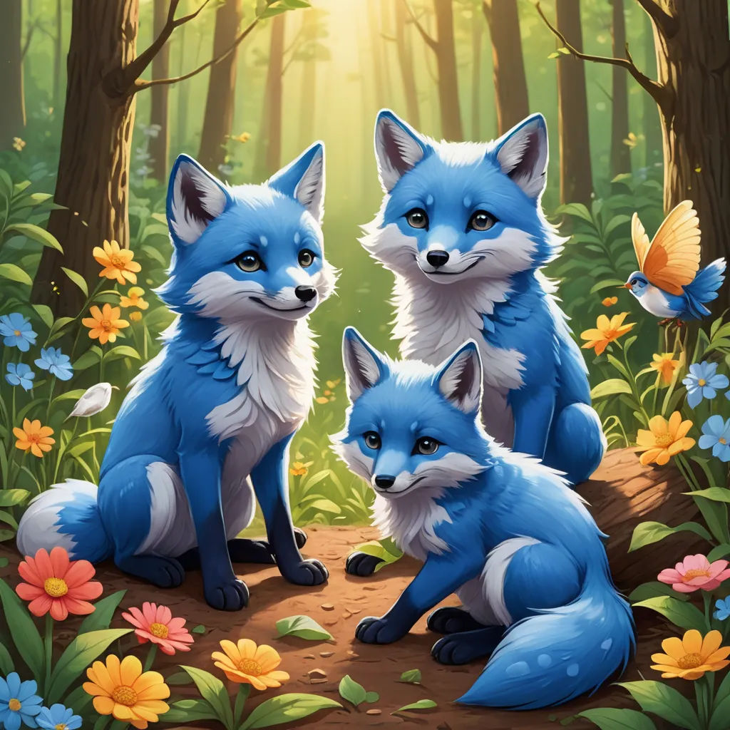 a painting of two foxes in a forest with flowers and butterflies around them, with a butterfly flying above them, furry art, a detailed painting, ESAO, official art