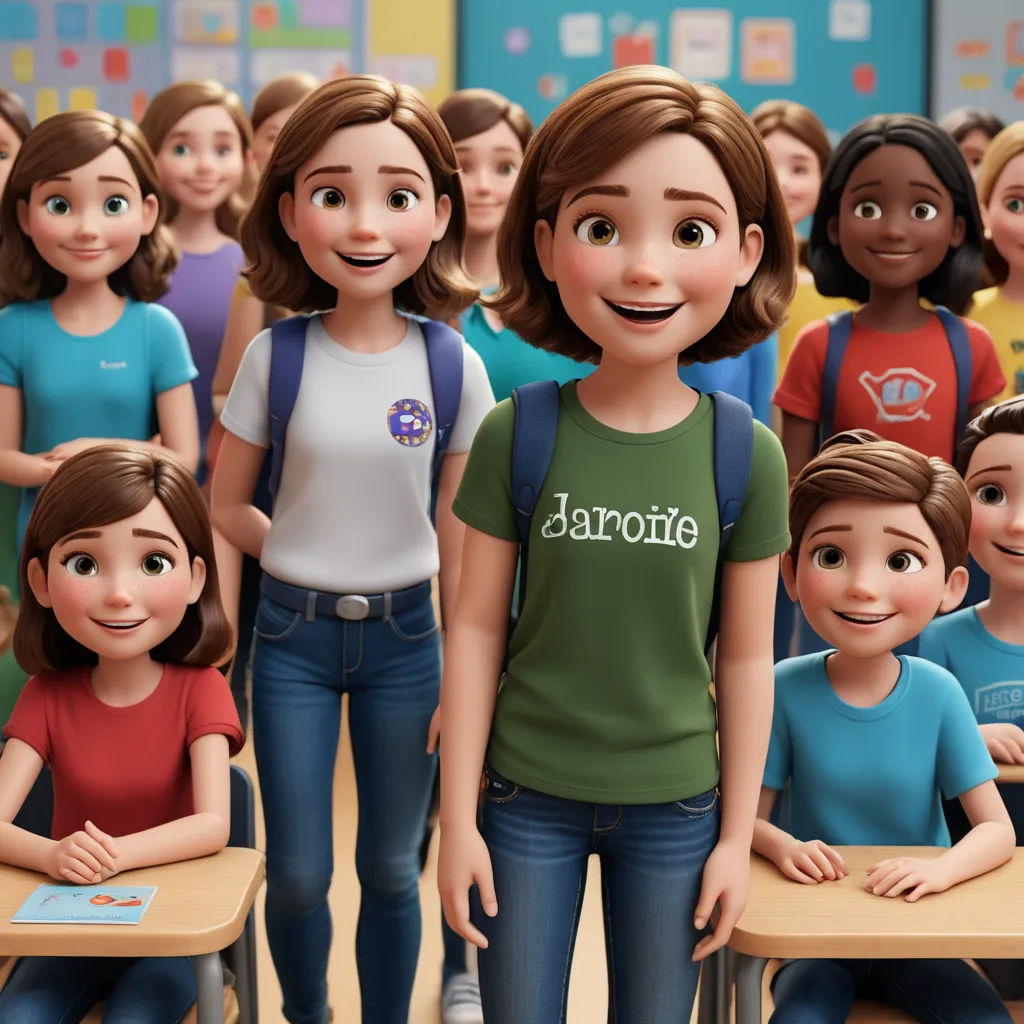 a group of children standing in front of a classroom full of people in a classroom with a teacher in the middle, vancouver school, concept art, disney, promotional image