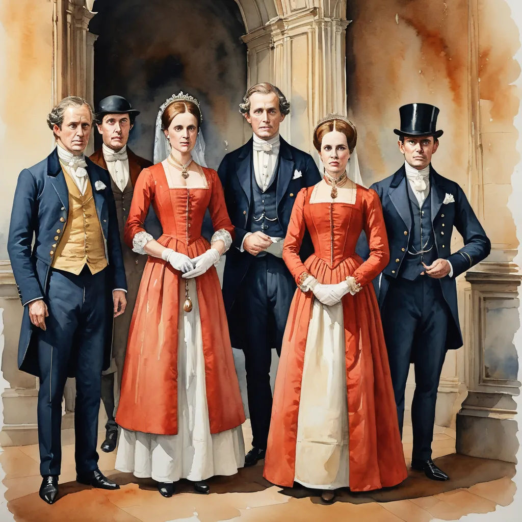 a painting of a family posing for a picture in formal dress clothes and hats, in front of a building, american scene painting, a detailed painting, Elizabeth York Brunton, official art