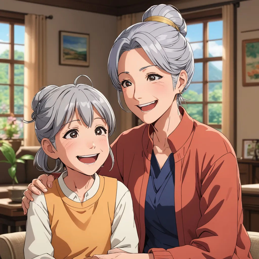 a woman and a man are sitting together in a room with windows and a table with a vase of flowers, remodernism, a stock photo, Anne Said, official art
