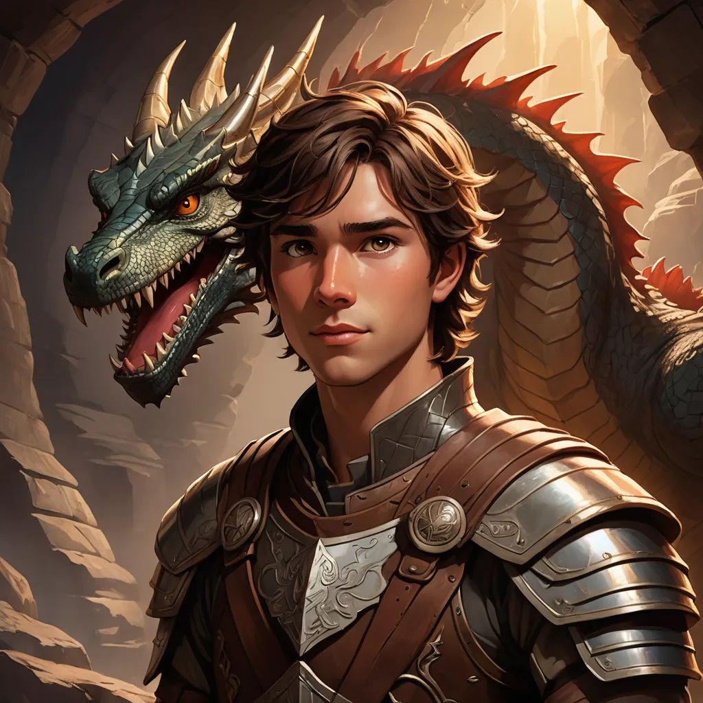 a man in armor with a dragon on his head and a dragon on his shoulder, in front of him, fantasy art, a character portrait, Clint Cearley, epic fantasy character art