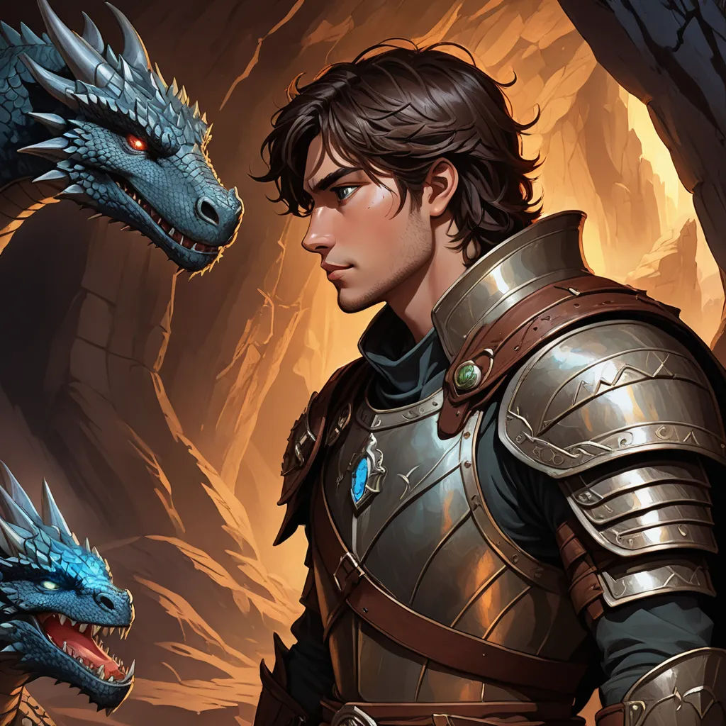 a man in a suit of armor next to a dragon and a man in a suit of armor with a sword, fantasy art, a storybook illustration, Clint Cearley, epic fantasy character art
