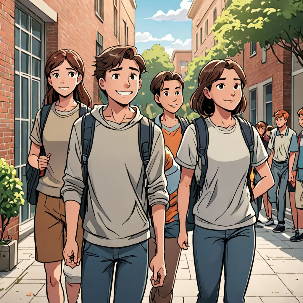 a group of people walking down a street next to a building with a clock on it's side, rayonism, a comic book panel, Asaf Hanuka, comic cover art