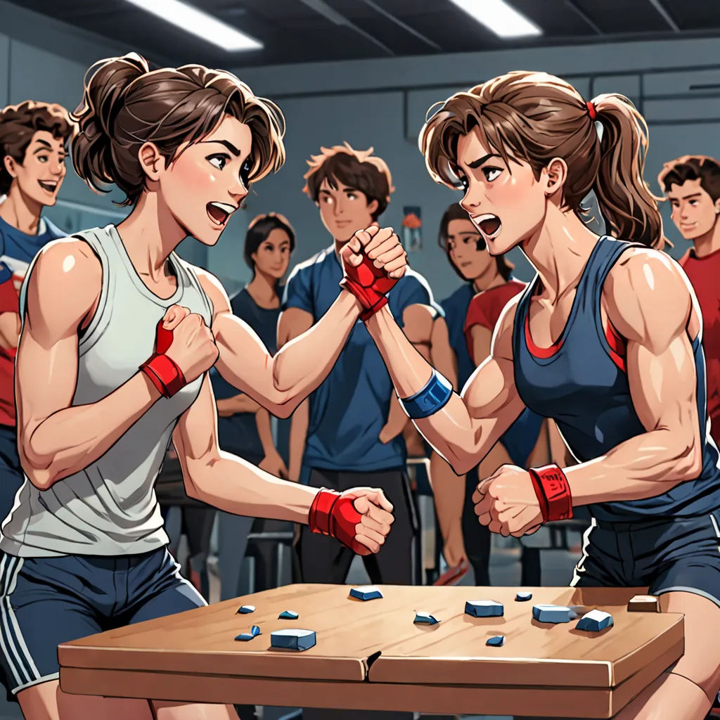 a couple of people that are playing a game of boxing on a table with a table cloth on it, sots art, a stock photo, Artgerm, official art
