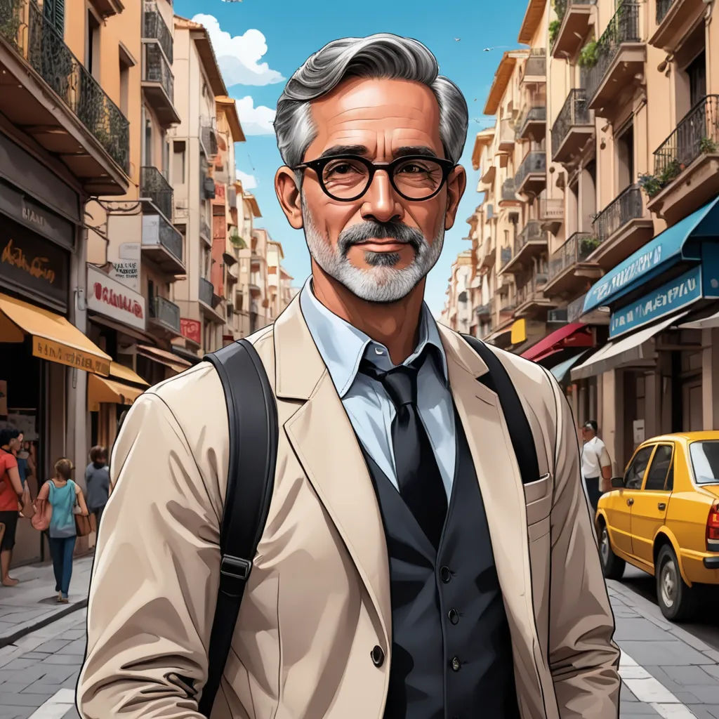 a man in a suit and tie standing on a street corner with a taxi cab in the background and a yellow taxi cab in the foreground, hyperrealism, a character portrait, Diego Gisbert Llorens, character portrait
