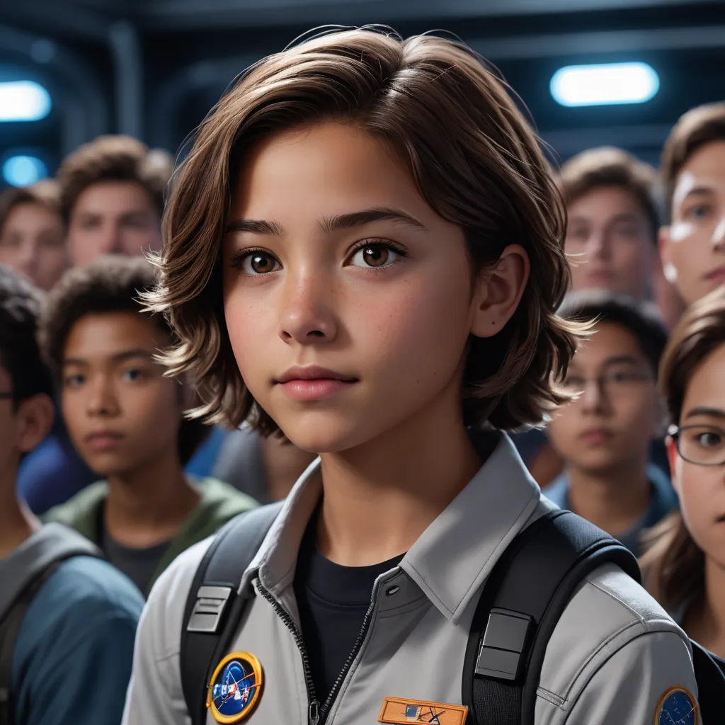 a group of people standing in a room with a boy in a scout uniform on his chest and a girl in a scout uniform on her chest, photorealism, concept art, Eve Ryder, promotional image