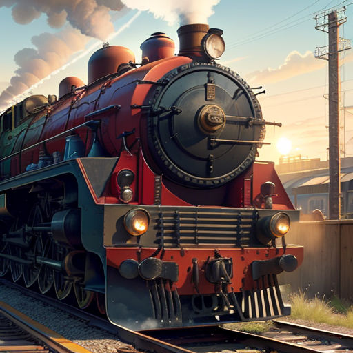 a train is traveling down the tracks in the sunset time time lapse photo of a train engine with its lights on