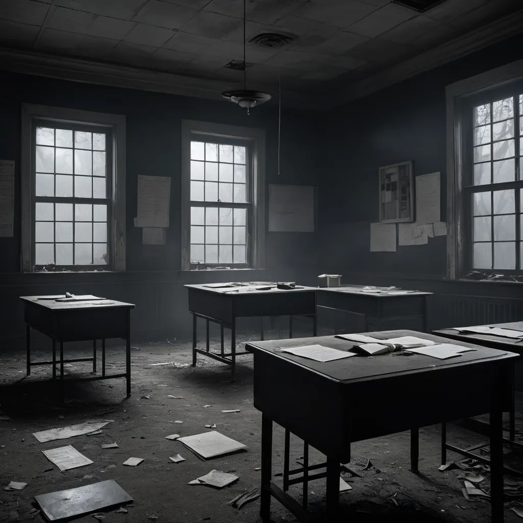 a room with several desks and papers on the floor and a window with a light coming through it, barbizon school, an ambient occlusion render, Andrew Geddes, rendered in unreal engine 5