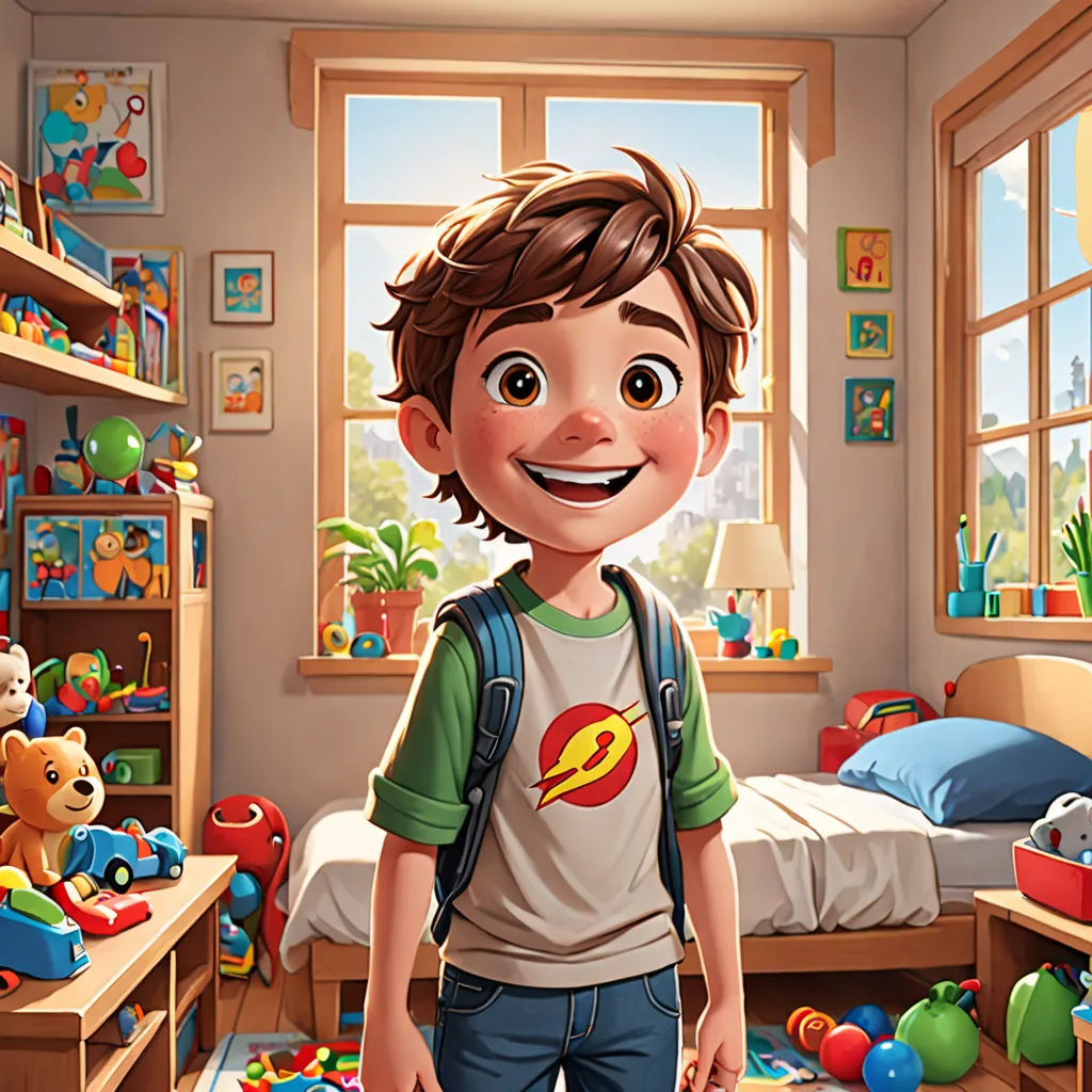 a boy standing in a room with toys all around him and a teddy bear on the floor in front of him, photorealism, concept art, Chris LaBrooy, rossdraws global illumination