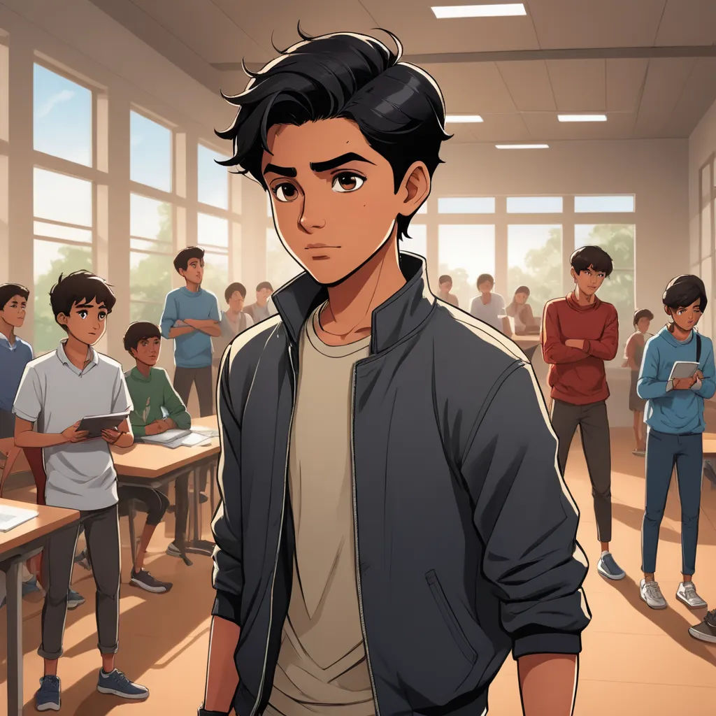 a man standing in front of a classroom full of students in a cartoon style, with a teacher in the background, sots art, concept art, Adam Manyoki, official art