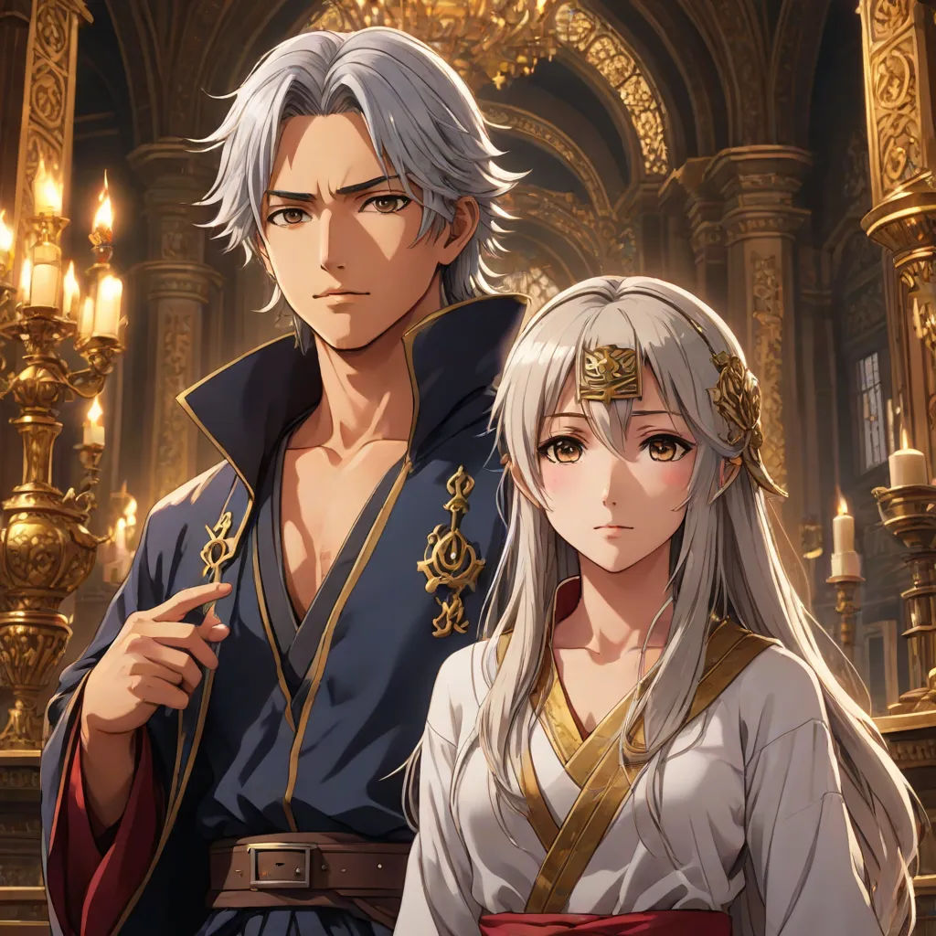 a couple of people standing next to each other in front of a building with lights on it and a chandelier, official art, sots art, an album cover, Ay-O