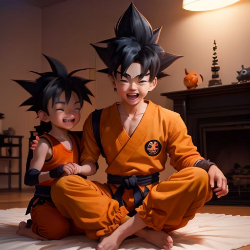 a couple of kids sitting on top of a bed in a room with a fireplace and a mirror on the wall