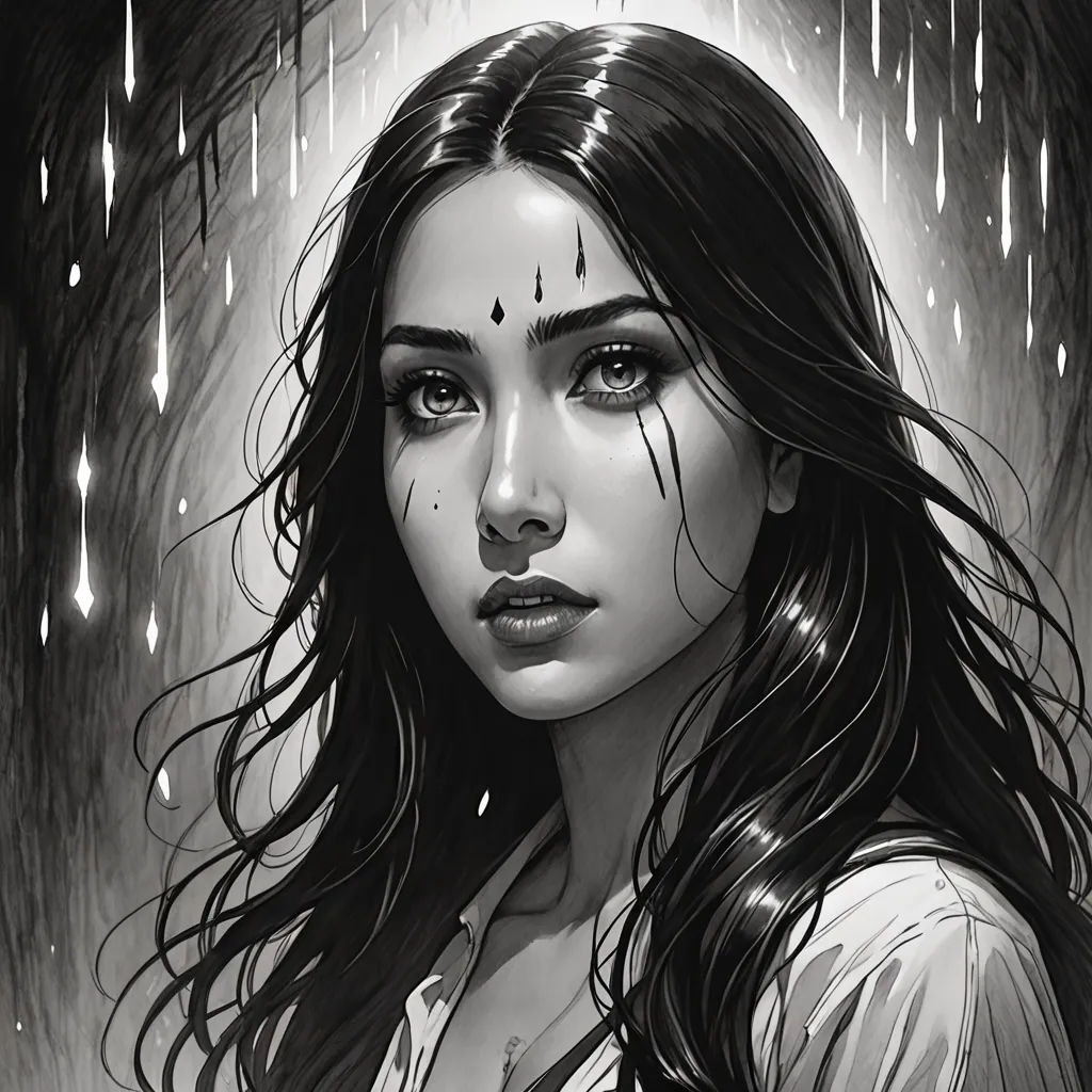 a woman with long hair and a white shirt is standing in the rain with her eyes closed and rain drops falling from her hair, gothic art, an ultrafine detailed painting, Charlie Bowater, stanley artgerm lau
