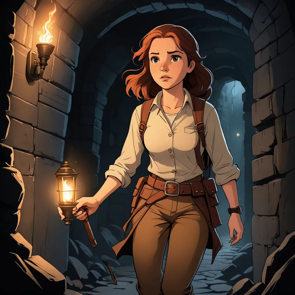 a woman with a lantern in her hand walking through a tunnel with a light on it's side, fantasy art, a character portrait, Andreas Rocha, rossdraws global illumination