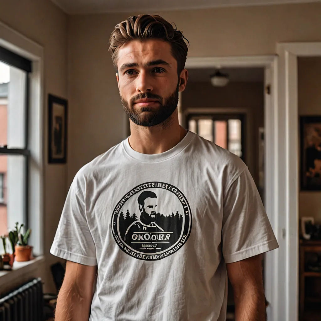 a man standing in a room with a beard and a beard mustache on his face and a beard on his head, new objectivity, a character portrait, Adam Paquette, product photo