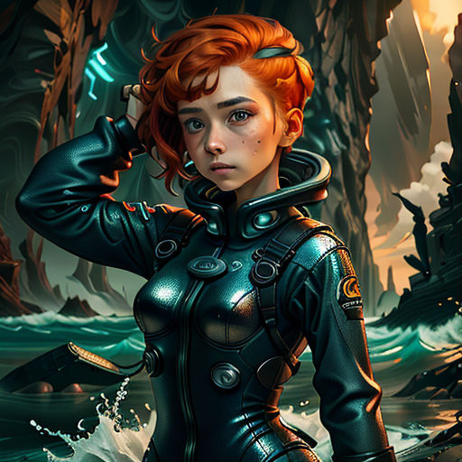 a woman in a futuristic suit standing in a forest with a gun in her hand and a helmet on her head