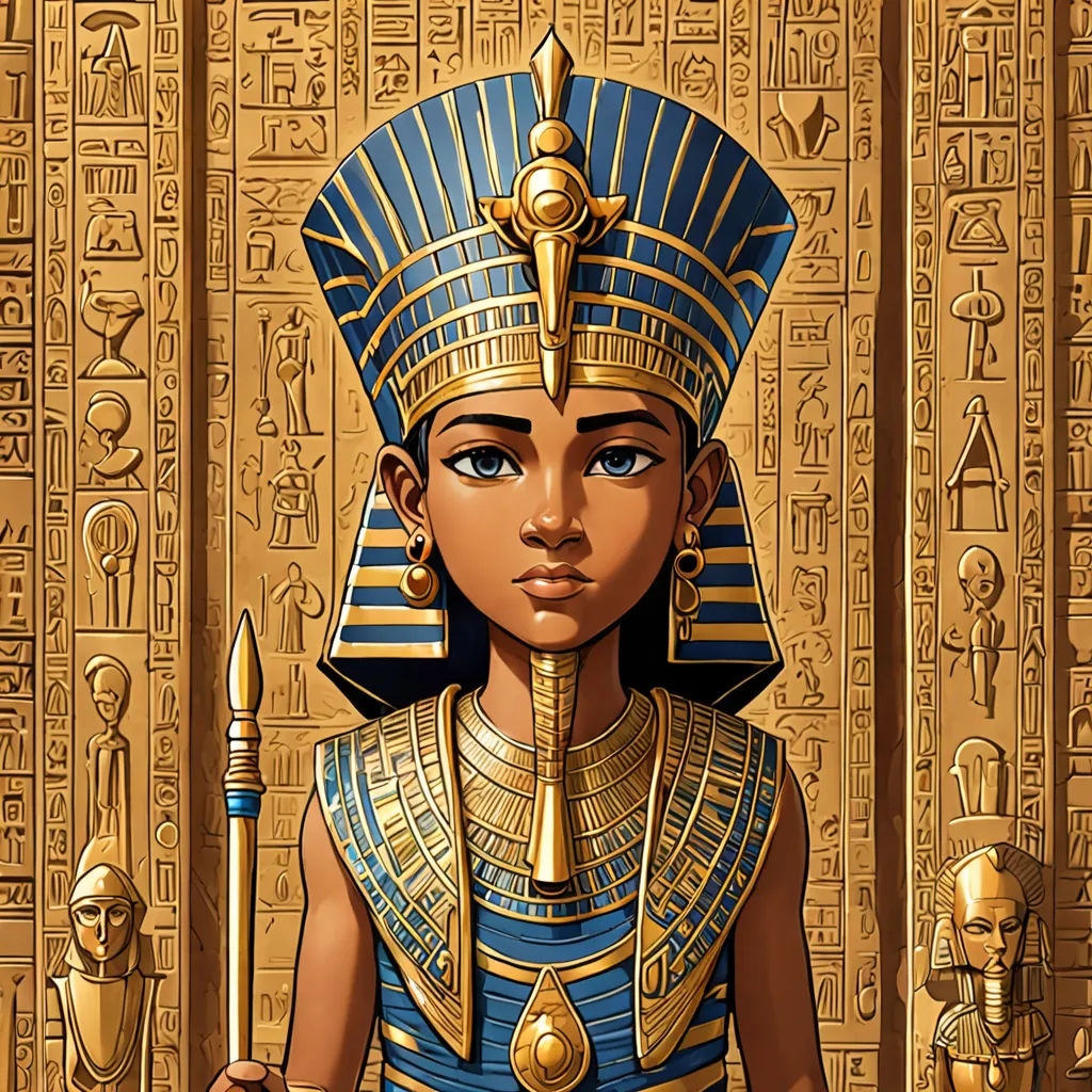 a woman in a blue and gold outfit holding a sword and a golden mask on her head and a golden egyptian wall, afrofuturism, egyptian art, Edward Otho Cresap Ord, II, highly detailed digital art