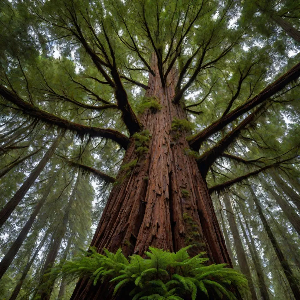 a tall tree with lots of green leaves in a forest with tall trees and tall trunks and a few green leaves on the ground, a jigsaw puzzle, Dennis Ashbaugh, naturalism, trees