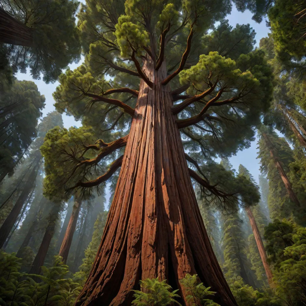 a large tree in a forest with lots of trees around it and a sky background with clouds above it, a detailed matte painting, Chris LaBrooy, naturalism, pixar and disney animation