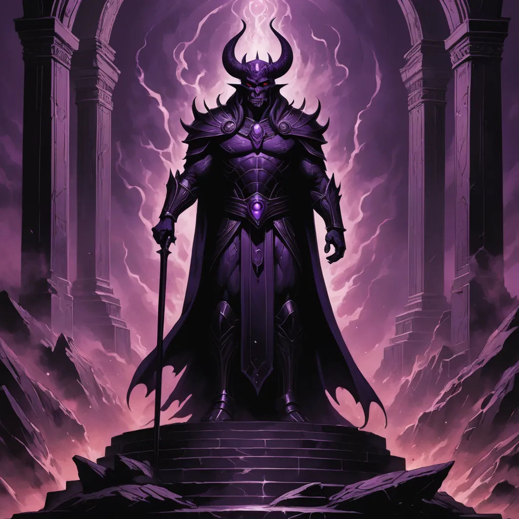a man in a purple outfit standing on a rock with a sword in his hand and a demon on his shoulder, fantasy art, concept art, Art of Brom, magic the gathering artwork