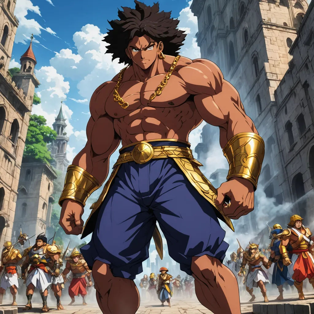 a cartoon character in a costume standing in front of a castle with other characters in the background and a castle in the background, black arts movement, concept art, Altoon Sultan, official art