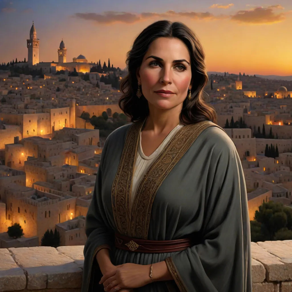 a woman in a dress standing in front of a cityscape at sunset with a sunset in the background, dau-al-set, a detailed matte painting, David Ligare, official art