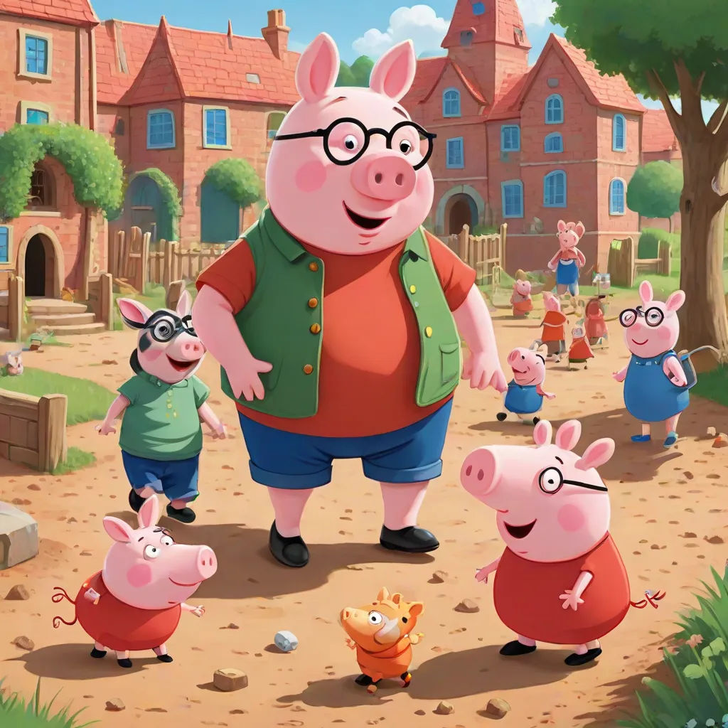 a pig and piggies are standing in the dirt with a pig in the background and a pig in the foreground, sots art, concept art, David Young Cameron, promotional image