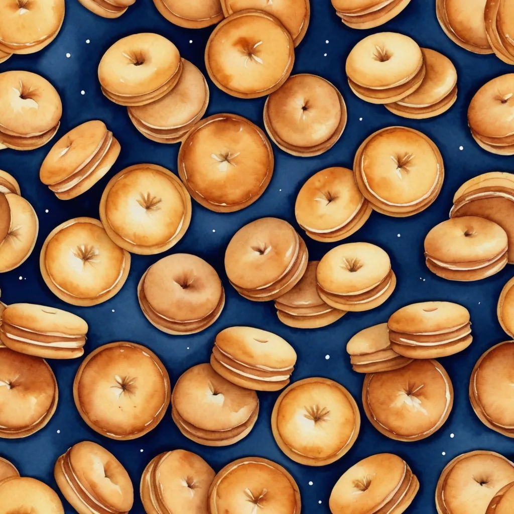 a blue background with a lot of donuts on it's sides and a lot of holes in the middle, folk art, a detailed painting, Claire Hummel, detailed illustration