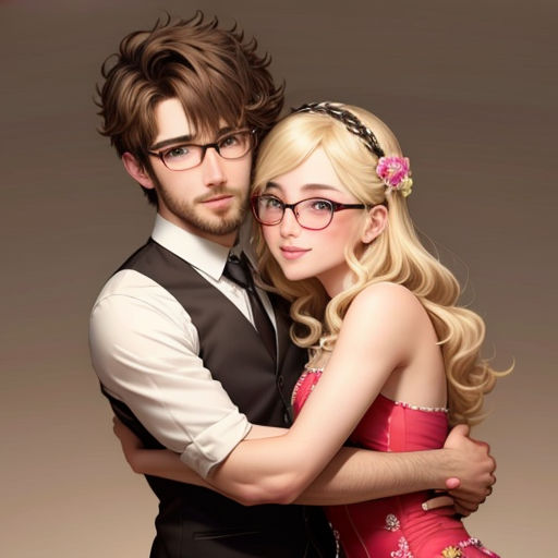 a man and a woman are hugging each other in a picture that appears to be a digital painting of a man and a woman