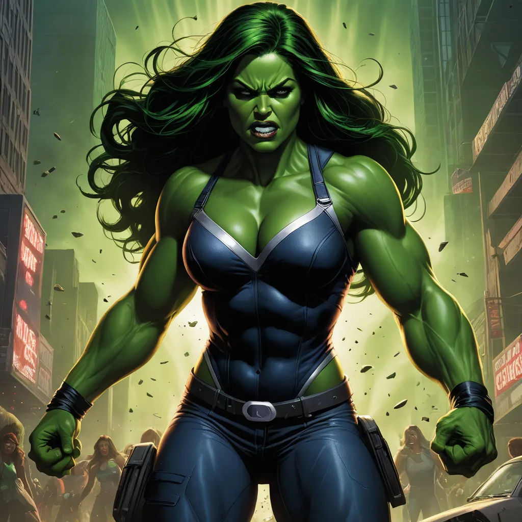 a woman in a green and blue outfit standing in a city street with a gun in her hand and a green light behind her, feminist art, a comic book panel, Aleksi Briclot, green