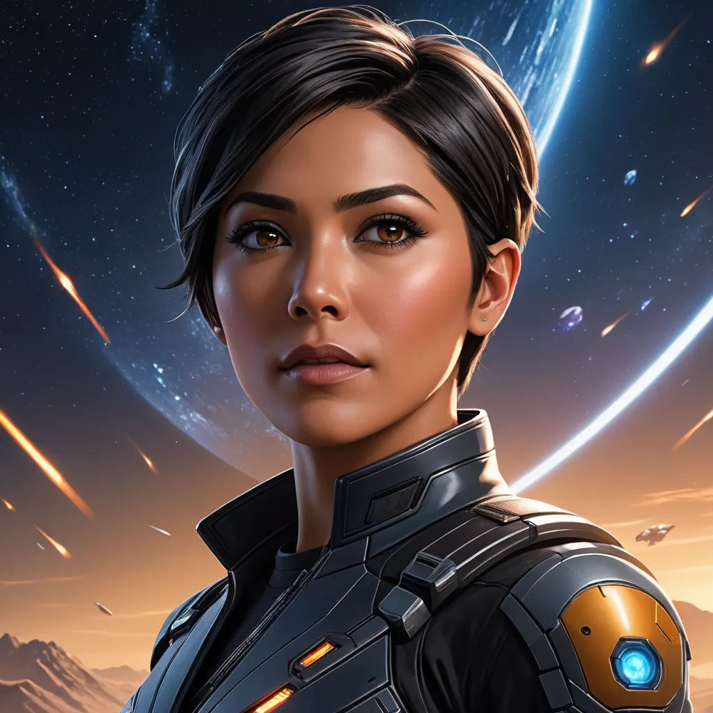 a woman in a space suit with a sci - fi fi fi fi fi fi fi fi fi fi fi fi fi fi fi fi fi fi fi fi fi fi fi fi fi fi fi fi fi fi fi fi fi fi, space art, a character portrait, Eve Ryder, key art