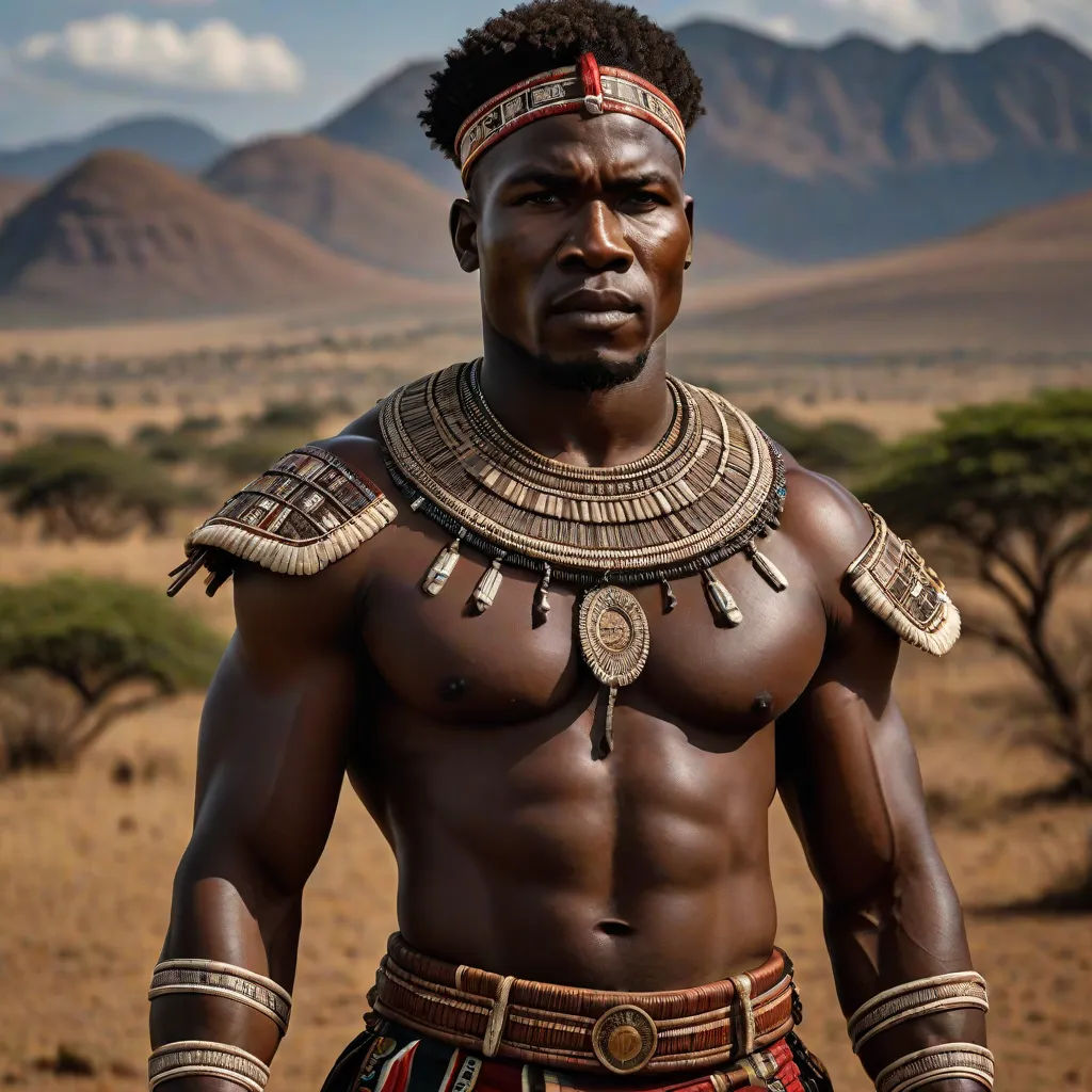 a man in a costume standing in a desert area with mountains in the background and a sky with clouds, afrofuturism, a colorized photo, Bruce Onobrakpeya, magnificent