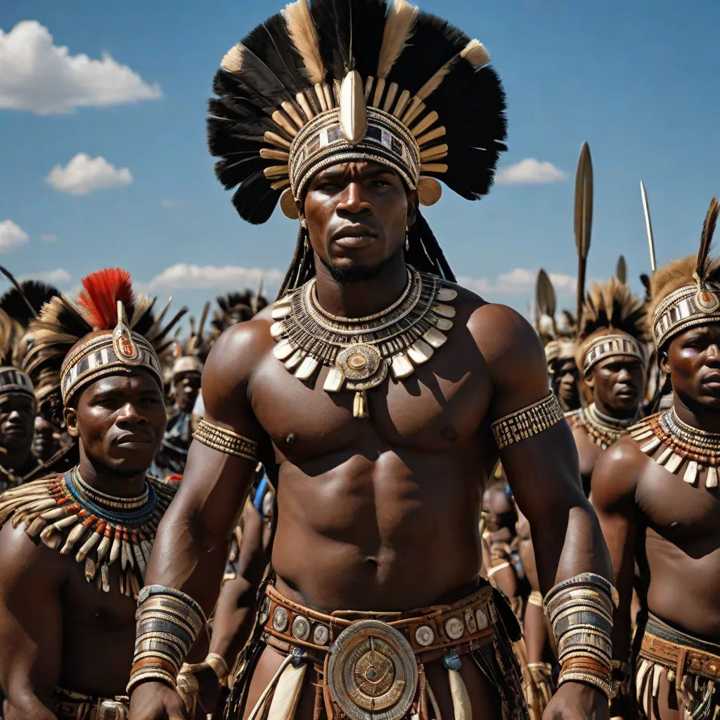 a group of men in native american costumes standing next to each other in front of a crowd of people, afrofuturism, a detailed matte painting, Bruce Onobrakpeya, movie still