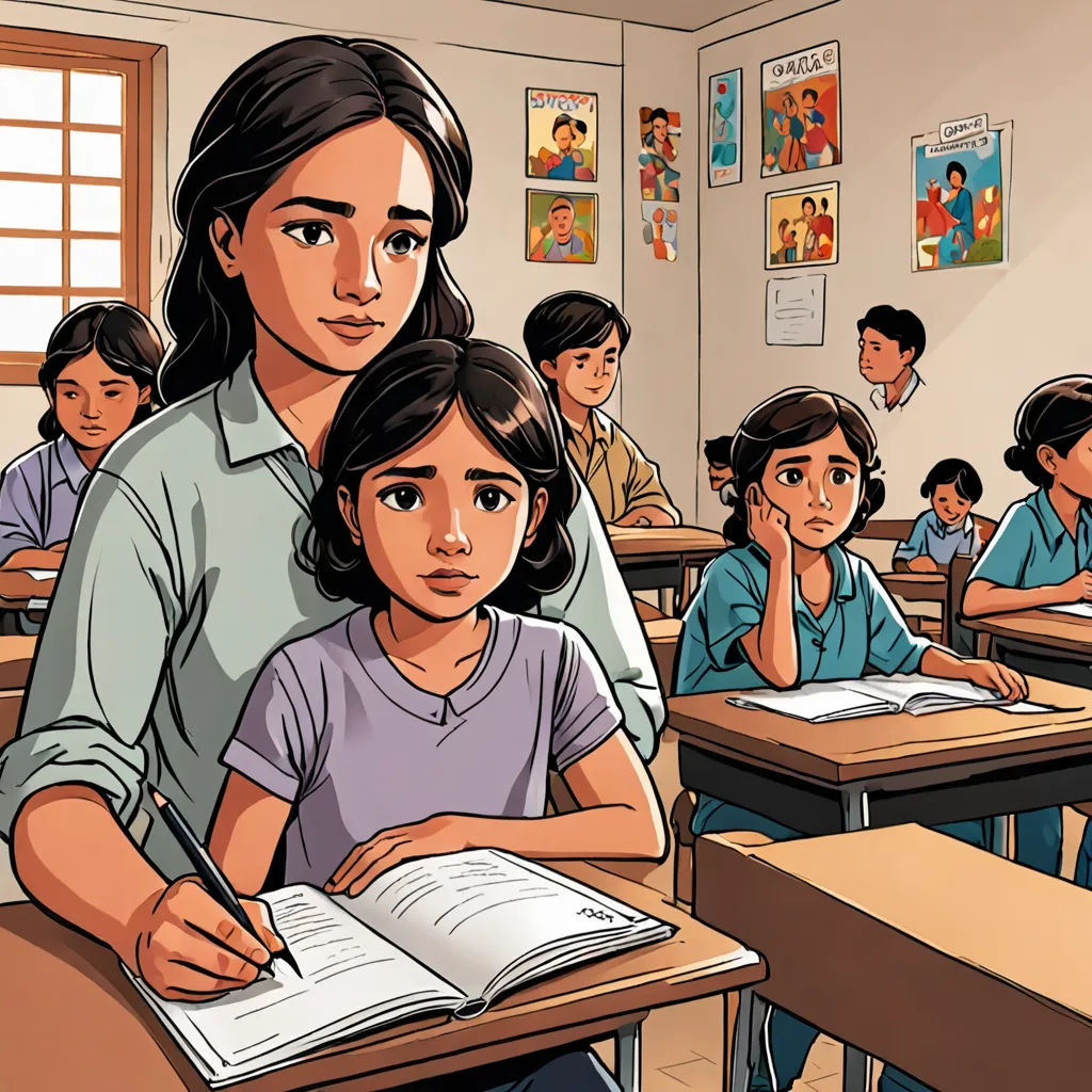 a woman standing in front of a classroom full of students with a book in her hand and a book open, Art & Language, official art, a comic book panel, vancouver school
