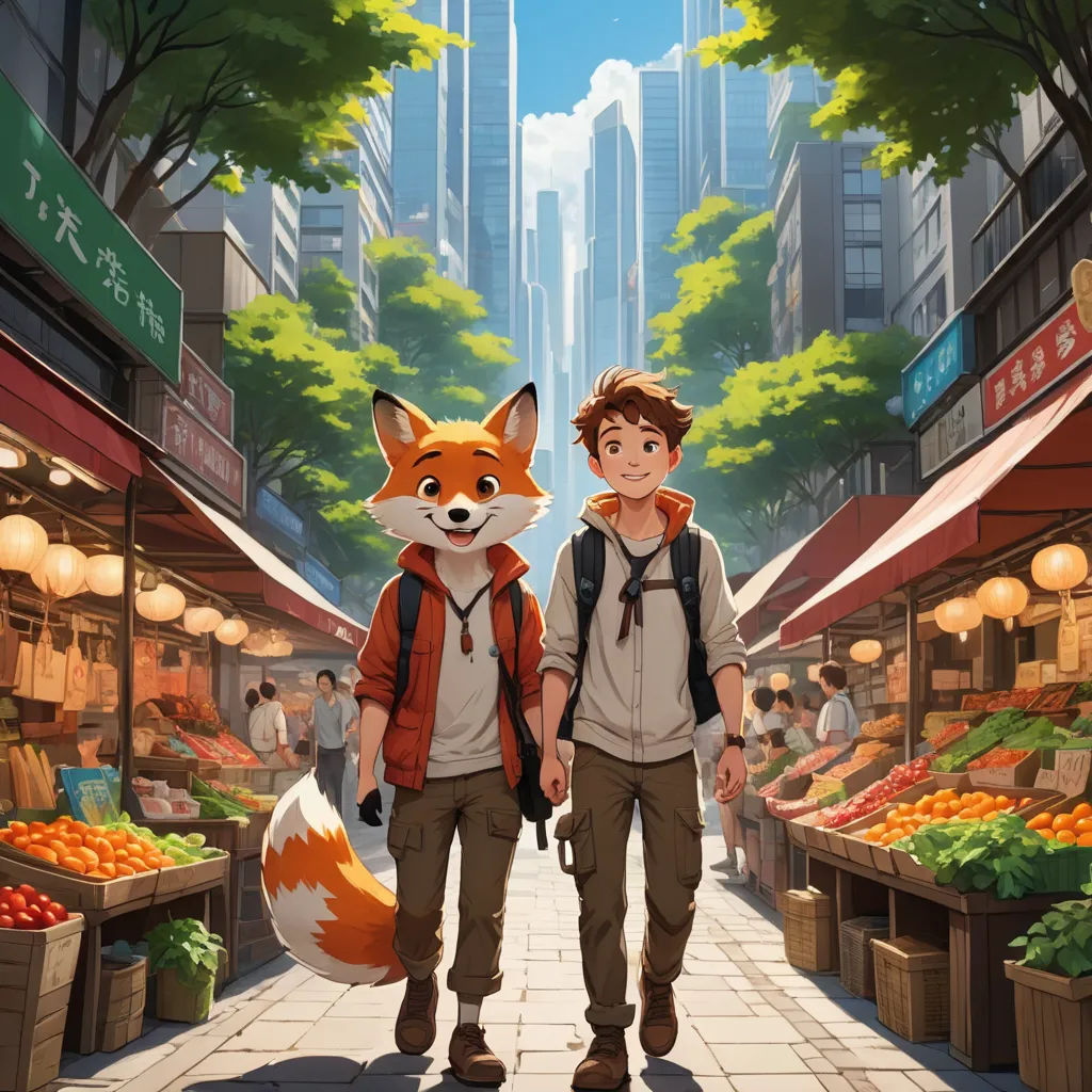 a couple of people that are walking down a street with a fox on their back and a fox on their shoulder, furry art, a detailed painting, Cedric Seaut (Keos Masons), official art