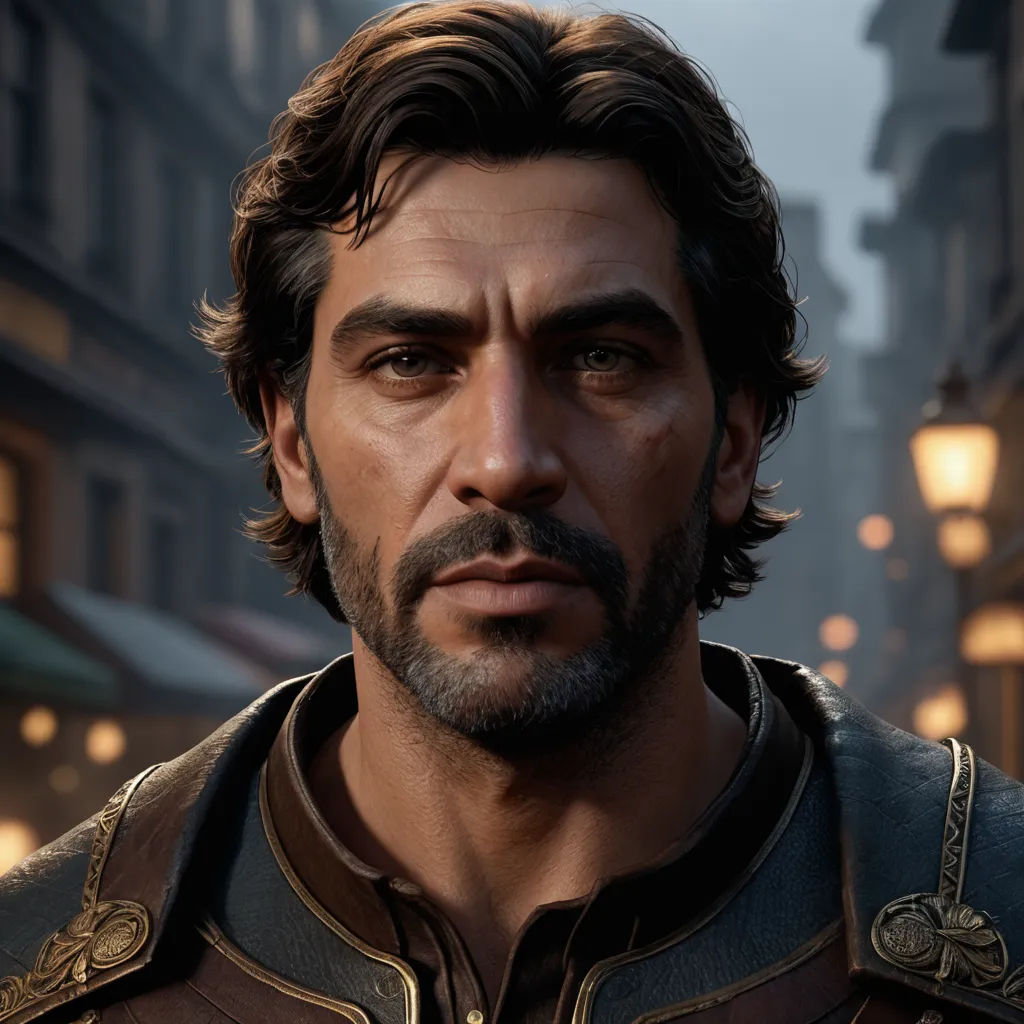 a man in a suit of armor in a city street at night with a street light in the background, photorealism, a character portrait, Eddie Mendoza, unreal engine highly rendered